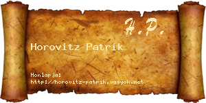 Horovitz Patrik névjegykártya